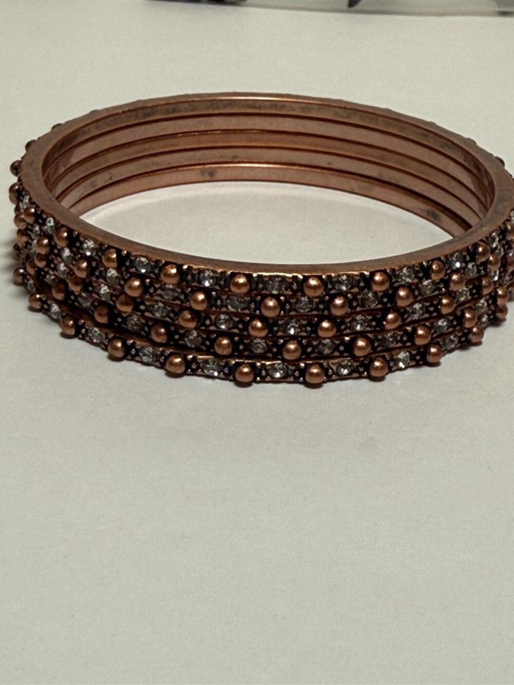 Boho Southwestern Vibe 5 Copper Toned Bangles Bracelets Jeweled